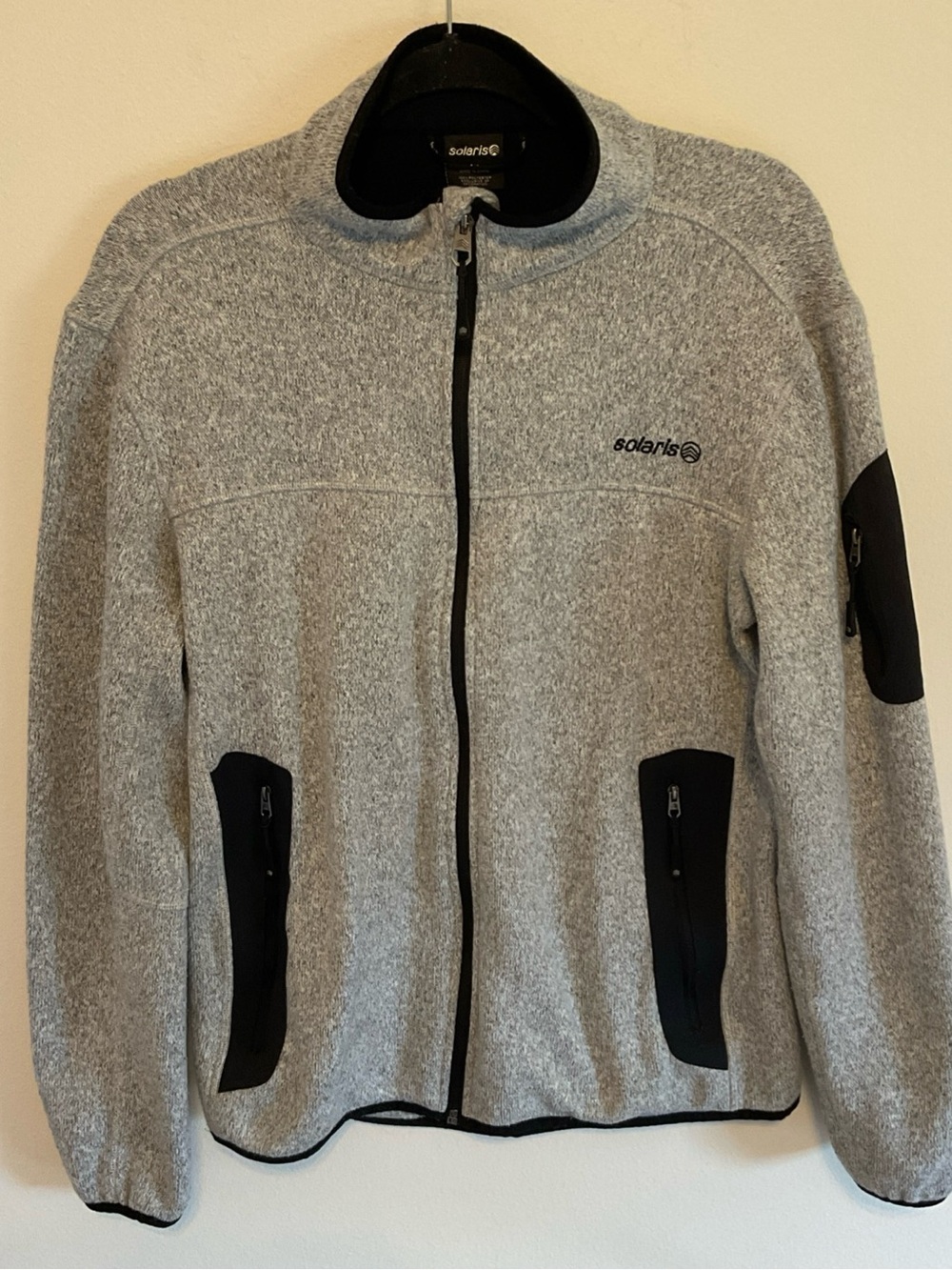 Solaris Grey Full-Zip Men's Fleece Jacket. Size medium.